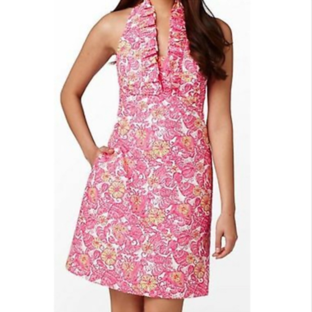 Lilly Pulitzer Lanvin Chum Bucket Pink Halter Style Mini Dress - Size 0